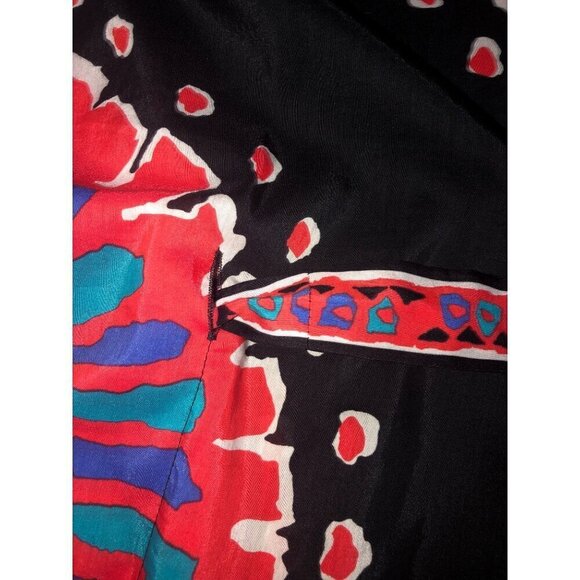 Trina Turk Yucateca Tunic Swim Cover Dress Size S Black Red Multi Short Caftan - Picture 10 of 12